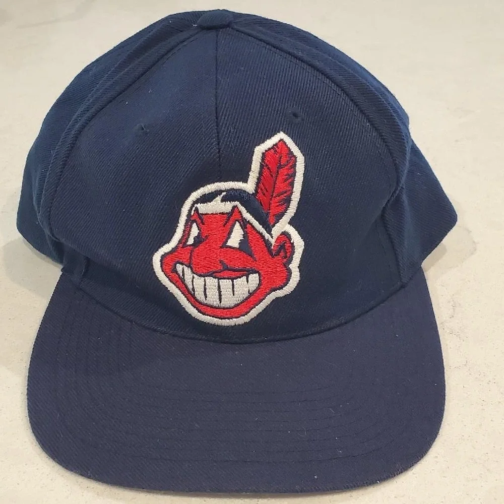 Vintage Cleveland Indians Hat Sports Specialties Chief Wahoo Snapback Navy Wool